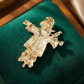 Jeweled Scarecrow Brooch With Orange Coat and Blue Pants view 4