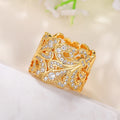 Openwork Floral Court Finger Rings Gold Silver Two Tone view 4