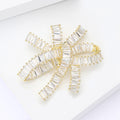 Large Crystal Bow Brooch in Gold Tone Openwork Design view 4