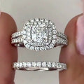 White Gold Tone Cushion Halo Two Piece Ring Set Sizes 6-10 view 2
