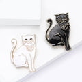 Enamel Sitting Cat Brooch in Black or White Finish view 4