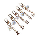 Gold Letter Daisy Flower Keychain Charm With Lobster Clasp view 5