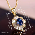 Floral Halo Pendant Necklace In Blue And Red Stone Options view 4