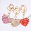 Rhinestone Heart Keychain Gold Tone Metal Bag Charm Pendant view 1