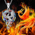 Silver Phoenix Pendant Multicolor Crystal Disc Necklace view 1