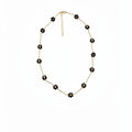 Black Flower Station Beaded Necklace with Gold Tone Links view 5