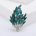 Crystal Wheat Spray Brooch In Metal With Marquise Crystals Arranged As A Rising Plume view 9