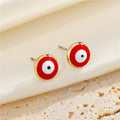 Gold Rim Round Evil Eye Enamel Stud Earrings Four Colors view 3