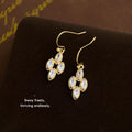 Gold Marquise Clear Crystal Cluster Fishhook Drop Earrings view 3