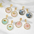 Irregular Gold Dried Flower Resin Stud Earrings Four Styles view 1