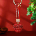 Striped Band Crystal Heart Keychains with Straps and Plain Options view 2