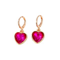 Gold Tone Faceted Crystal Heart Huggie Drop Earrings in Six Colors view 5