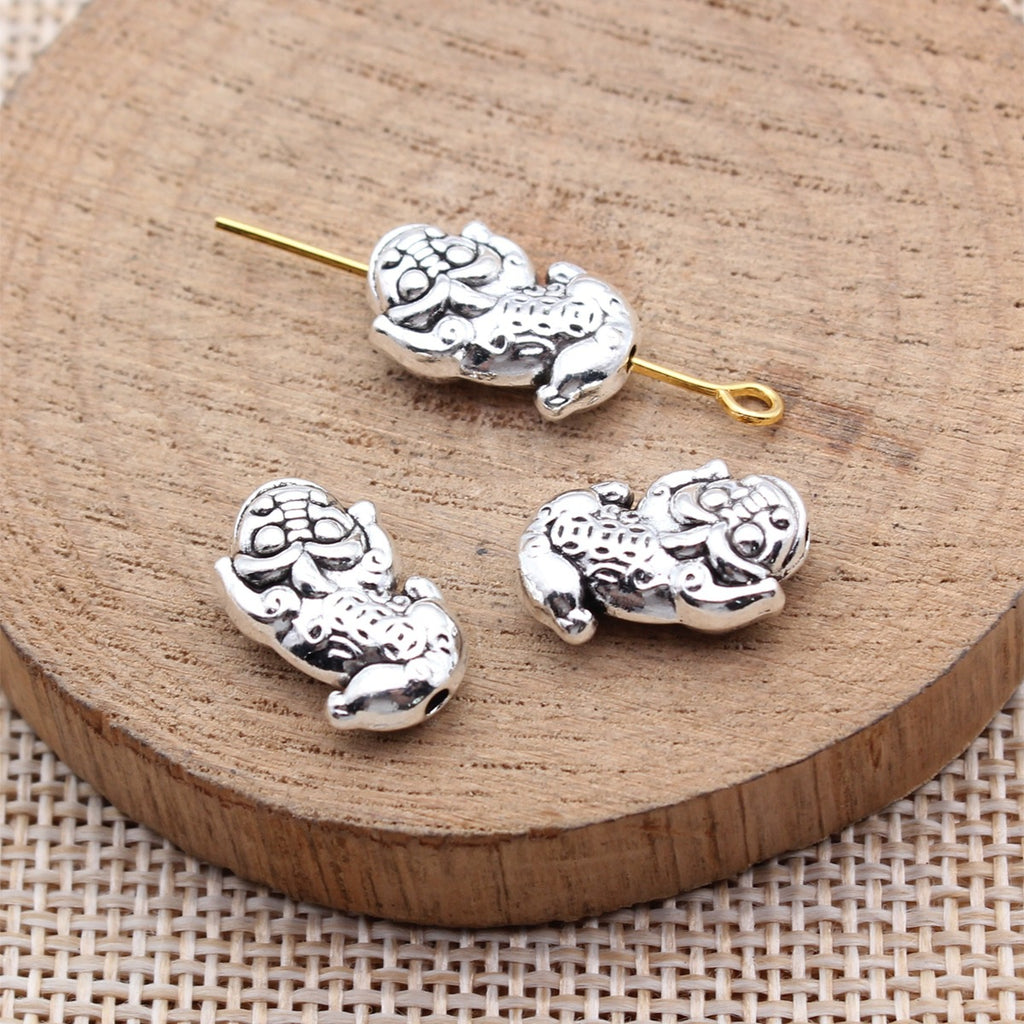 15x10x4.8mm 2.1g Antique Silver Zinc Alloy Pixiu Small Hole Spacer Beads for DIY Jewelry Accessories