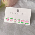 Pink Resin Peach Candy Tulip Mini Stud Earring Set view 1