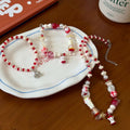 Beaded Apple Cherry Charm Bracelets Red White Two Styles view 2