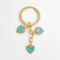Enamel Heart Charm Keychain With Gold Tone Split Ring view 2