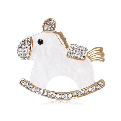 enamel rocking horse brooch group view