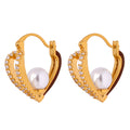 Gold Heart Hoop Earrings Pearl Crystal Enamel Colors view 5