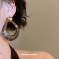 Olive Green Open Teardrop Stud Earrings Fashion Jewelry view 3