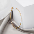 Gold Open Adjustable Bangle Bracelet Two Sliding Balls view 4