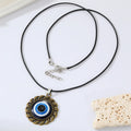 Black Cord Round Blue Evil Eye Pendant Necklaces in Eleven Frames view 2