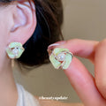 Sculpted Flower Stud Earrings With Pale Inlays In Two Colors view 4