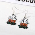 Silver Tone Halloween Enamel Hook Earrings in Twelve Novelty Designs view 7