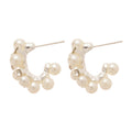 Faux Pearl Cluster Crescent Stud Earrings Statement Jewelry Design view 5