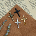 Rose Vine Crucifix Charm Metal Jewelry Making Component In 3 Finishes view 4
