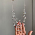 Silver Tone Multistrand Necklace with Iridescent Glass Beads view 6