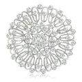 Openwork Crystal Sunburst Round Brooch Silver Gold Tones view 2