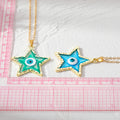 Gold Tone Star Resin Evil Eye Pendant Necklaces in Six Colors view 5