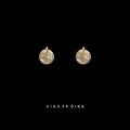Gold Tone Mini Round Stud Earrings Cream Bow Accent view 4