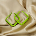 Red Yellow and Green Matte Square Large Hoop Earrings view 6