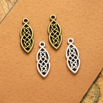 Open Celtic Knot Leaf Alloy Pendant Charm in 2 Finishes