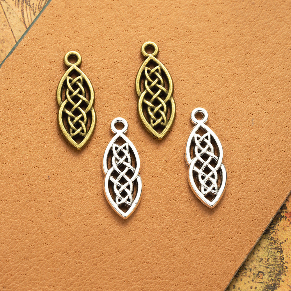 Openwork Chinese Knot Alloy Charm Pendant 26x10mm