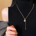 Gold Tone Sun Pendant Necklace with Fine Chain Drop view 3