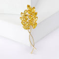 Crossed Wheat Stems Brooch In Metal With Marquise Crystal Leaves On Looping Gold-Tone view 2