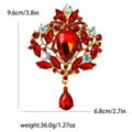 Oversized Crystal Teardrop Brooch With Polished Metal And Sculpted Decorative Details view 4