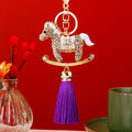 Crystal Rocking Horse Keychains with Long Color-Matched Tassels view 4