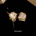 Gold Tone Heart Crystal Huggie Earrings With Decorative Details view 4