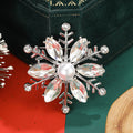 Crystal Snowflake Brooch With Pearl Center In Three Colors view 4