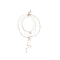 Silver Multi Layer Cross Pearl Necklace Rosary Style view 5