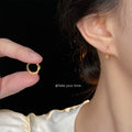 Gold Tone Mini Chain Link Segment Huggie Hoop Earrings view 2
