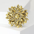 Crystal Flower Brooch Gold Silver Multicolor Rhinestone Pin view 3