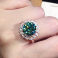 Green Iridescent Round Halo Ring In Silver And Rose Tones view 3