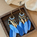 Colorful Feather Tassel Hook Earrings Four Styles With Decorative Details view 7