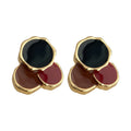 Black Red Brown Enamel Cluster Geometric Stud Earrings Gold view 5