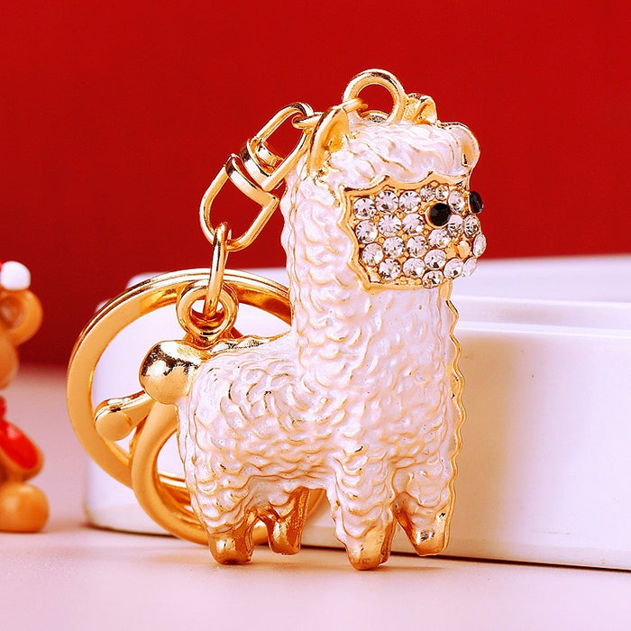 Crystal Alpaca Keychains in Six Pictured Enamel Colors