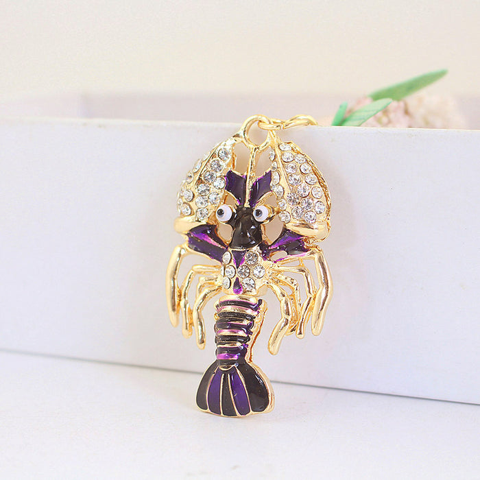 Cute Rhinestone Lobster Car Keychain Bag Charm Gift